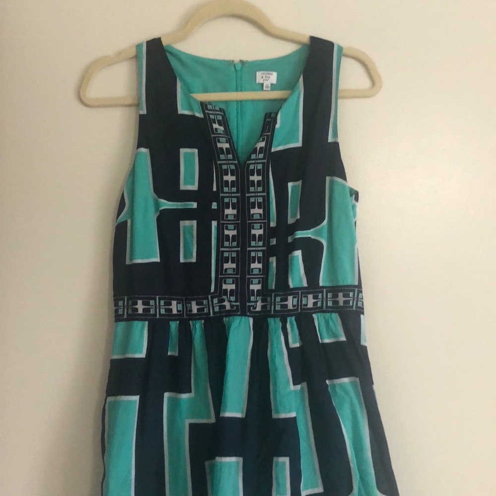 Crown and Ivy and Aqua and Navy Patterned Dress